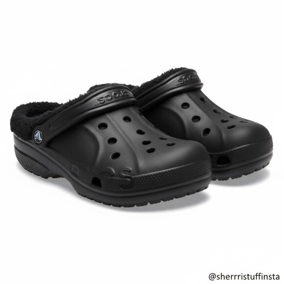 Crocs Baya Lined Clog Black Warm Fuzzy Lining Slip-On Casual Shoes 6 M 8 W - Picture 1 of 10